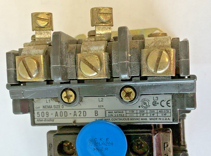 ALLEN BRADLEY 509-A0D-A2D SER. B STARTER 592-A2DA CB236 COIL 120V 509-AOD-A2D