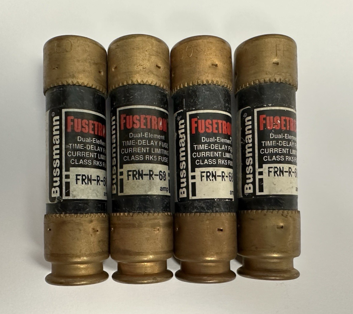 BUSSMANN FUSETRON DUAL ELEMENT TIME DELAY FUSE FRN-R-60 250V LOT OF 4