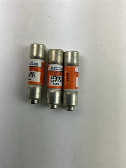 FERRAZ SHAWMUT ATQR1/2 600VAC 300VDC 1/2A TIME-DELAY FUSE (LOT OF 3)