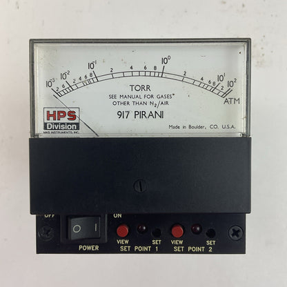 MKS INSTRUMENTS HPS DIVISION 917 PIRANI SENSOR VACUUM GAUGE CONTROLLER 90-130VAC