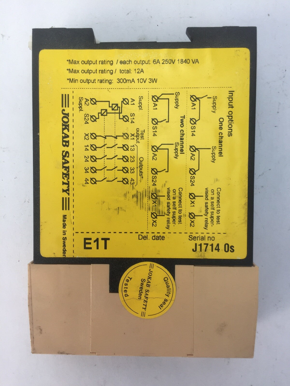 JOKAB SAETY E1T EXPANSION RELAY 6A 250V 1840VA