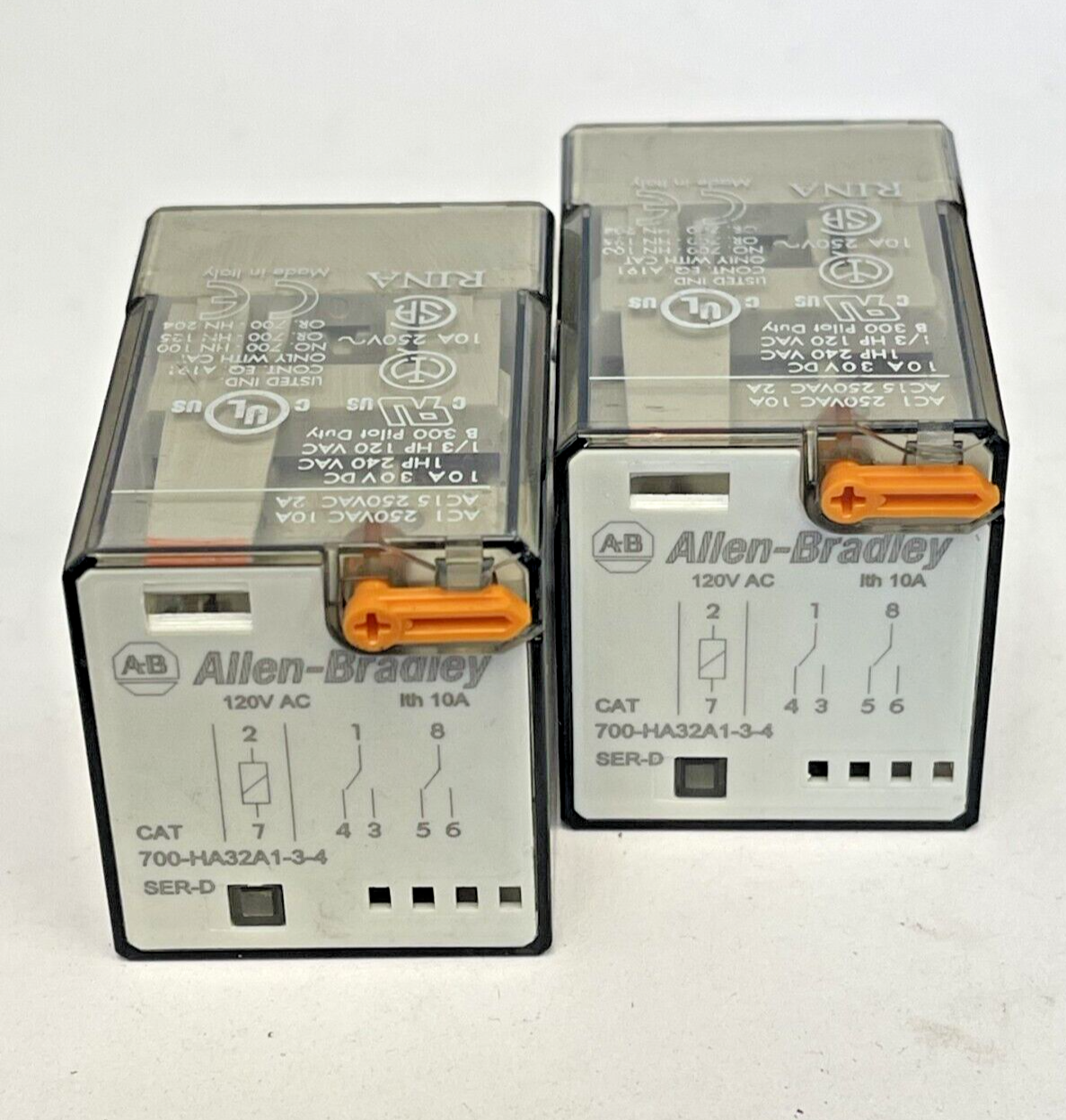 ALLEN BRADLEY *LOT OF 2* - 700-HA32A1-3-4 SER D - RELAY - 250 VAC, 1O A, 30 VDC