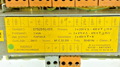 N'ERGY ELECTROTECHNIQUE 0752910-001 TRANSFORMER 3KVA 50/60HZ