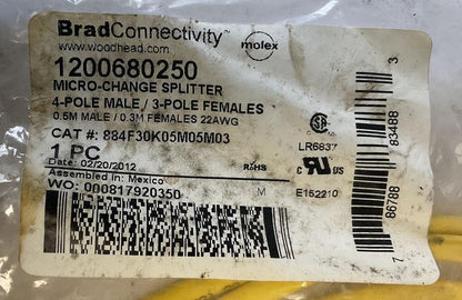 BRAD CONNECTIVITY 1200680250 MICRO-CHANGE SPLITTER 4POLE-3POLE