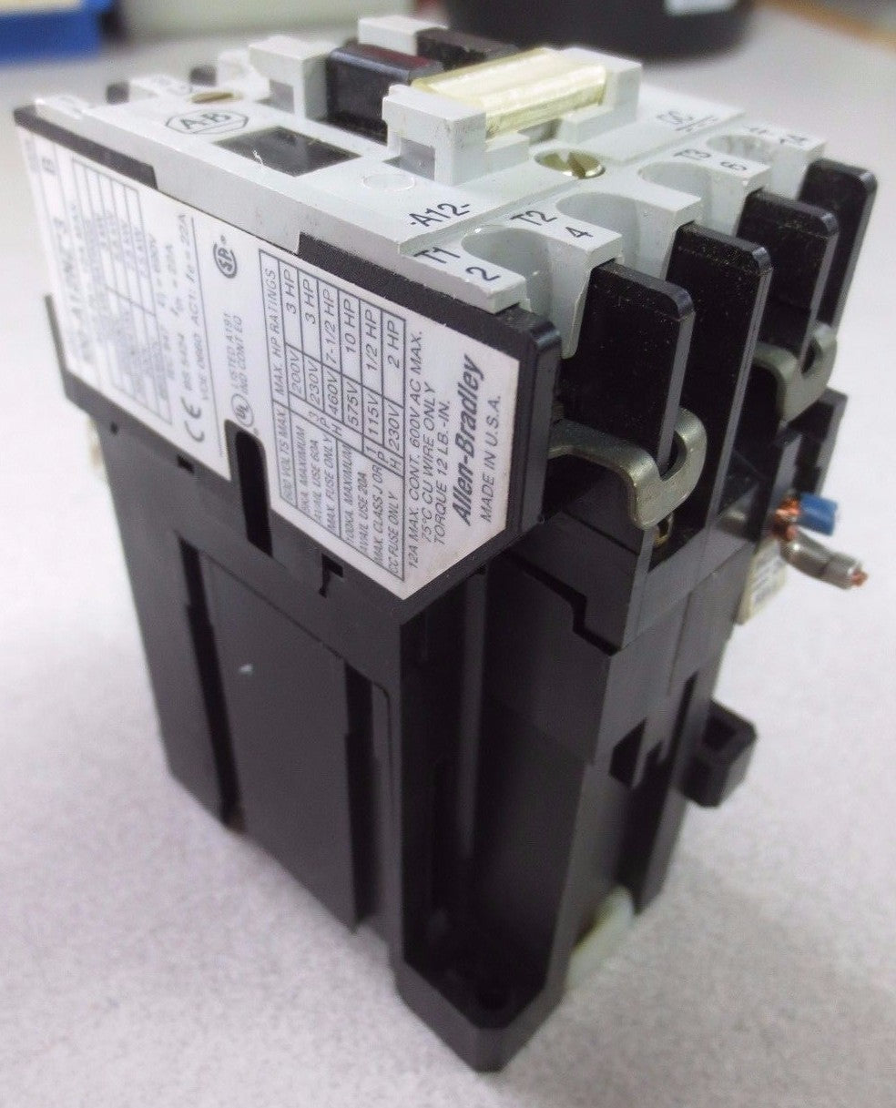 ALLEN-BRADLEY 100-A12NZ*3, Ser. B - CONTACTOR  600V 1/2-10HP