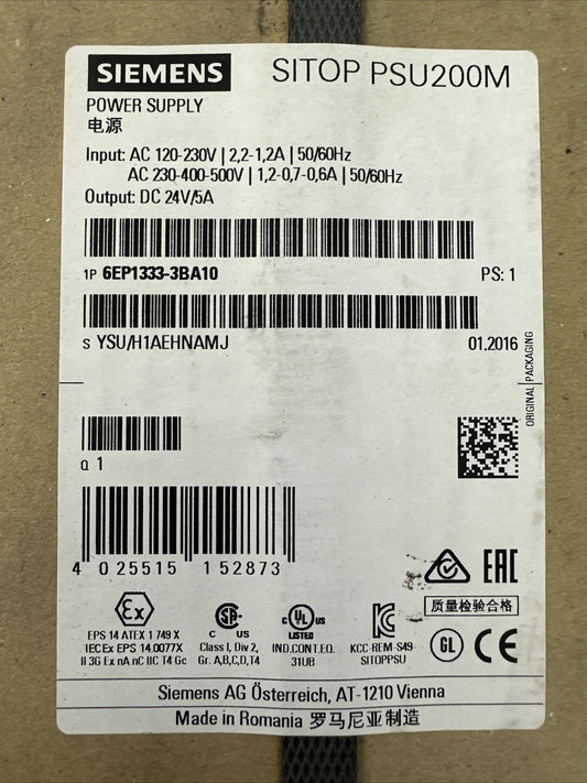 SIEMENS 1P 6EP1333-3BA10 SITOP PSU200M POWER SUPPLY OUTPUT 24VDC 5A