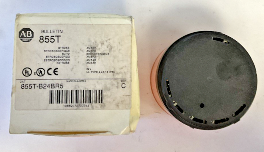 ALLEN BRADLEY 855T-B24BR5 AMBER STROBE STACK LIGHT 24v