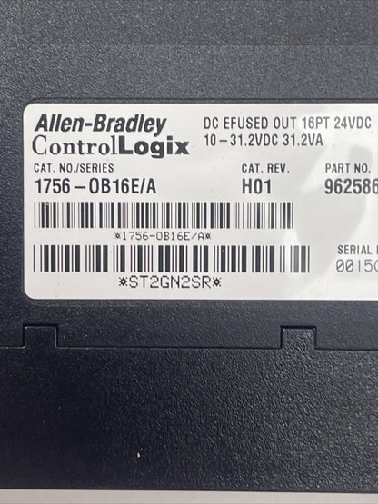 ALLEN BRADLEY 1756-OB16E DC DEFUSED OUT 16PT 24VDC CAT REV H01 SER A F/W REV 2.4
