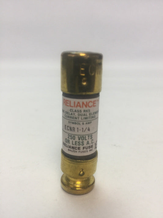 BRUSH/RELIANCE ECNR 1-1/4 FUSE 250VAC 1-1/4AMP CLASS RK5 (LOT OF 10)