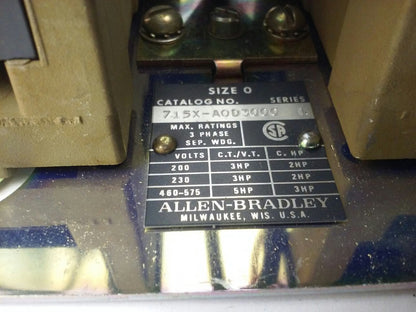 ALLEN BRADLEY 715X-AOD3000 SER. L, TWO SPEED STARTER,SIZE 0,3PH, 575V, 120V COIL
