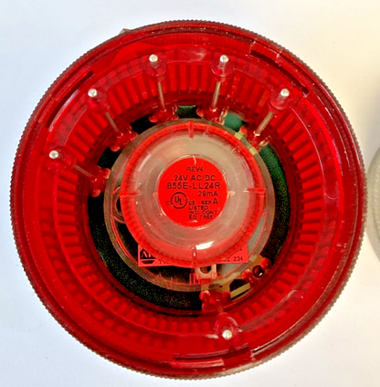 ALLEN BRADLEY 855T-B24TL4 STACK LED LIGHT RED SER.C W/ 855T-BPM10 BASE SER.B