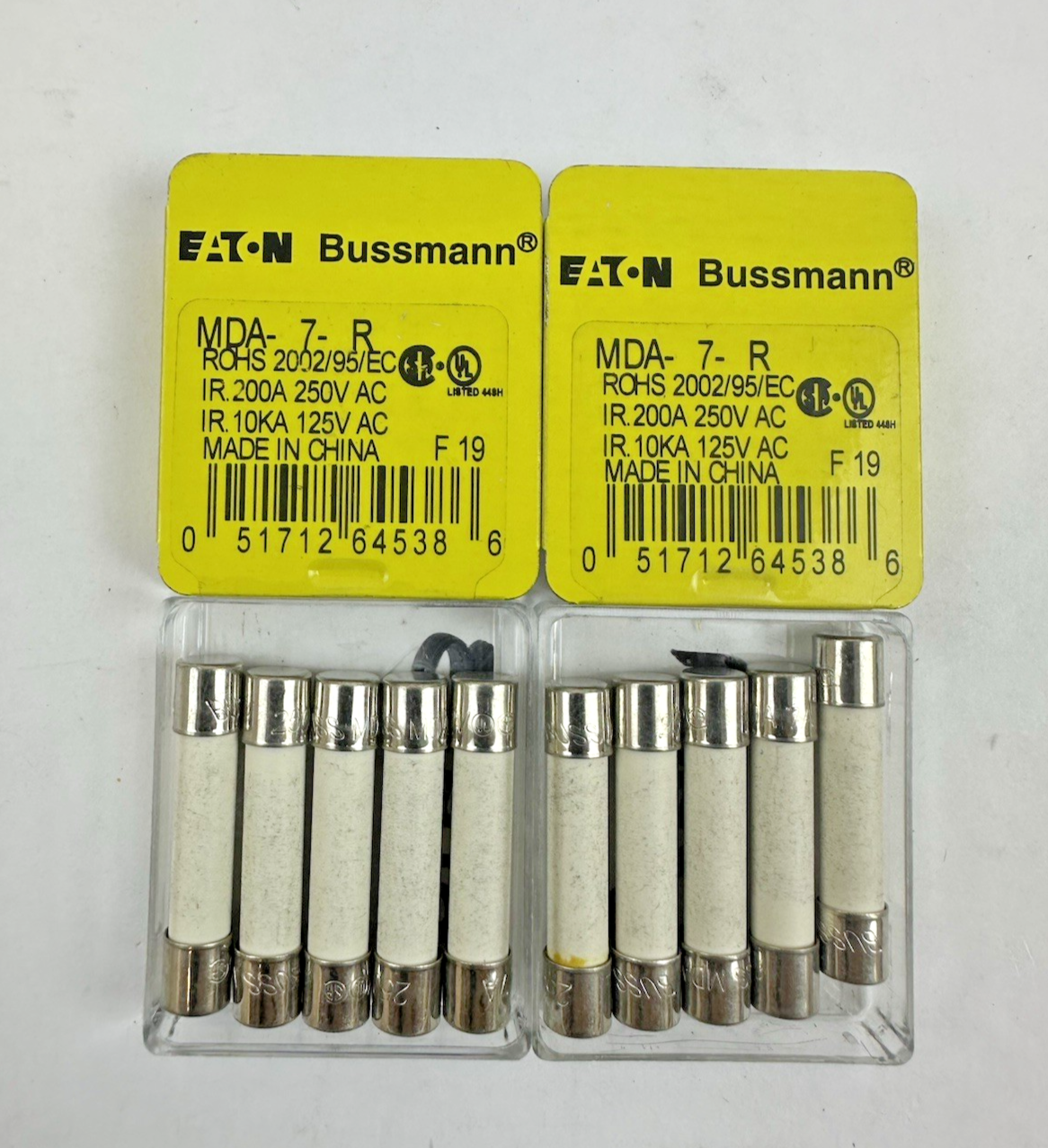 EATON BUSSMANN MDA-7-R TIME-DELAY SLOW-BLOW FUSE 7A 250V PACK OF 5 LOT OF 2