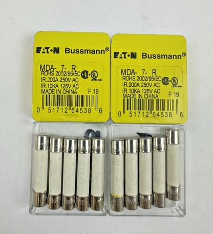 EATON BUSSMANN MDA-7-R TIME-DELAY SLOW-BLOW FUSE 7A 250V PACK OF 5 LOT OF 2