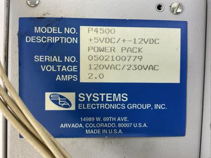 SYSTEMS P4500 +5VDC/+-12VDC POWER PACK 120/230VAC 2.0AMPS