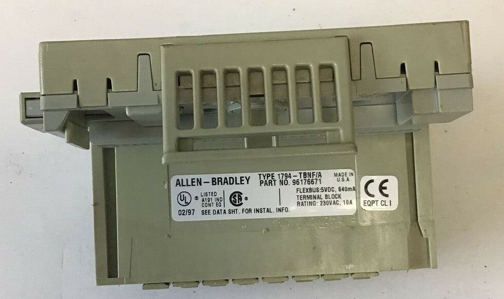 ALLEN BRADLEY 1794-OA8 OUTPUT 120VAC W/ 1794-TBNF/A TERMINAL BLOCK