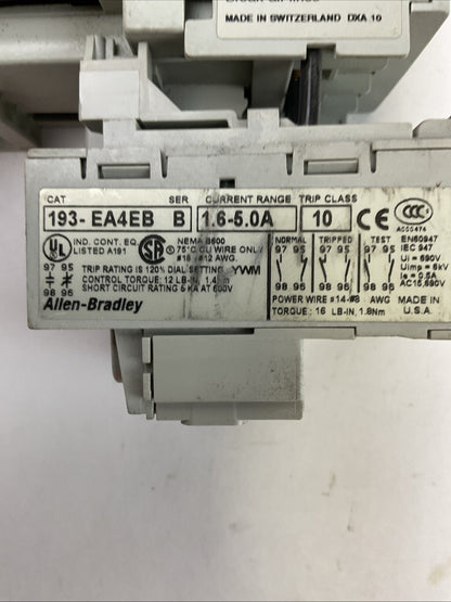 ALLEN BRADLEY STARTER (100-C09Z*10 SER A CONTACTOR COIL 24VDC + 193-EA4EB SER B)