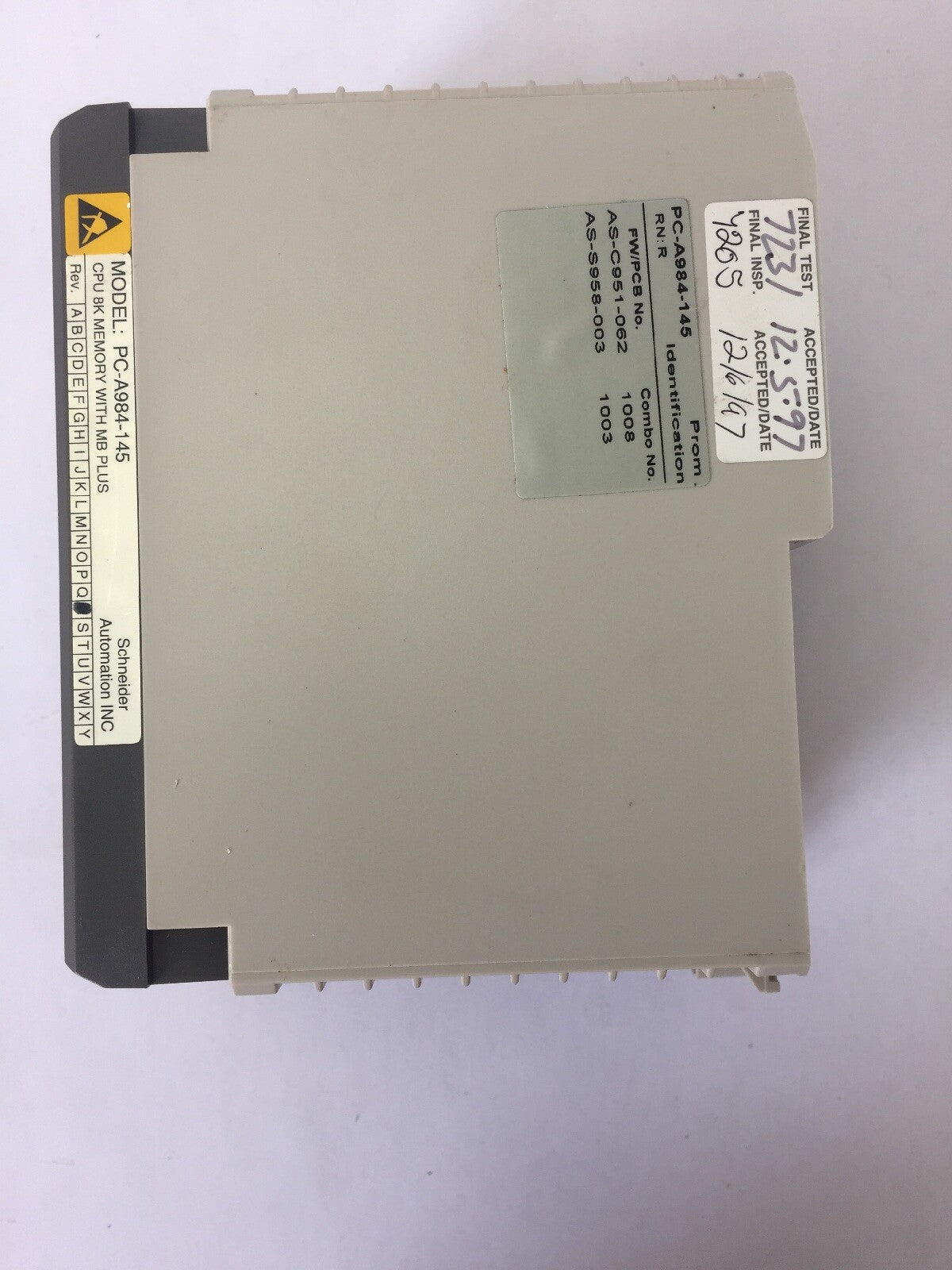 MODICON PC-A984-145 COMP 984 CPU 8K MEM 1XMB MB+ MBPLUS MODBUS 24VDC MODULE REV