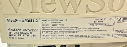 VIEWSONIC VCDTS21356-2M COMPUTER MONITOR 240VAC 1.4A 50-60HZ E641