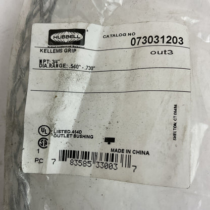 HUBBELL 073031203 KELLEMS GRIP NPT 3/4" DIA. RANGE 0.540"-0.730"