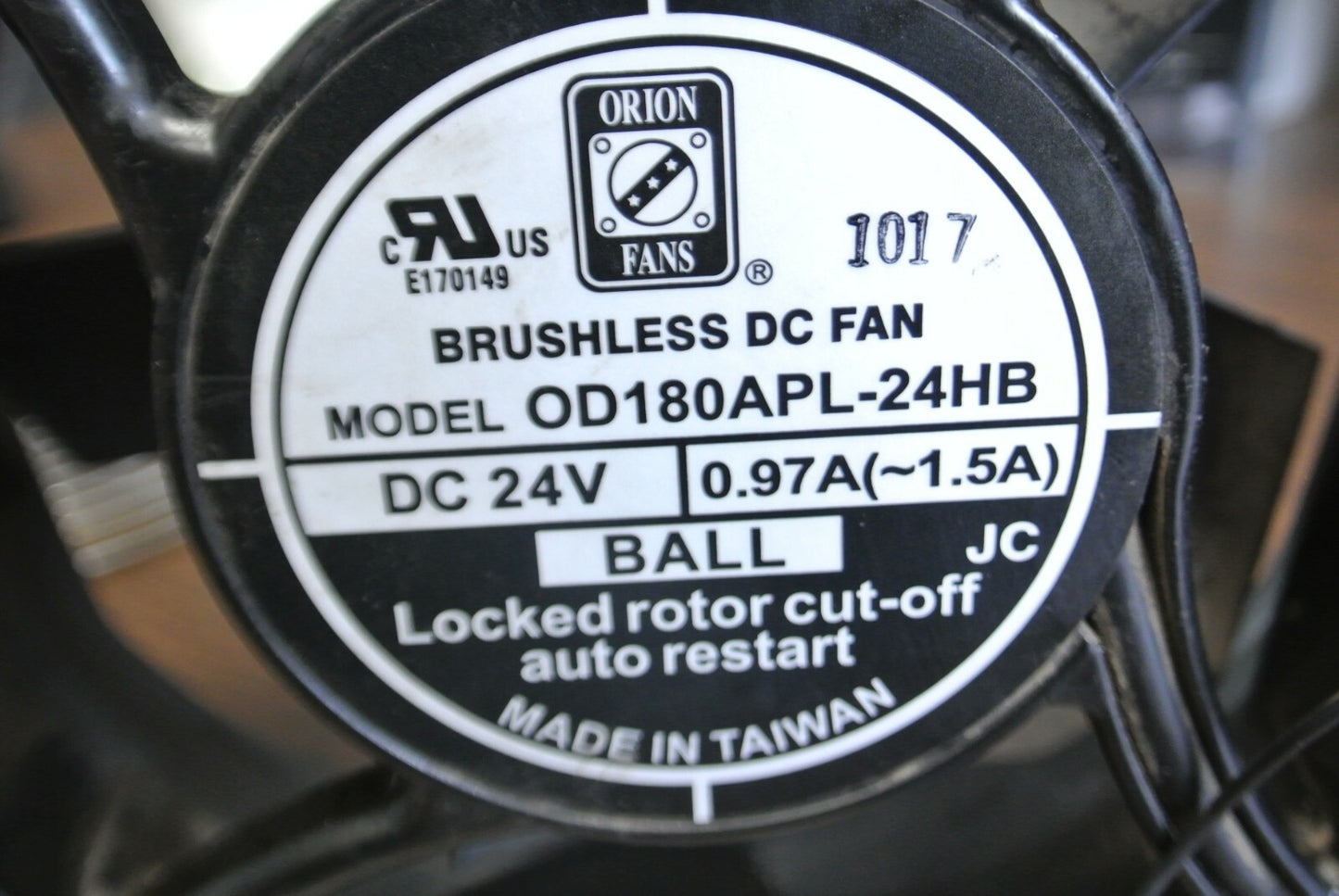 ORION FANS OD180APL-24HB / BRUSHLESS DC FAN / 24V / 0.97A (~1.5A) / 6"