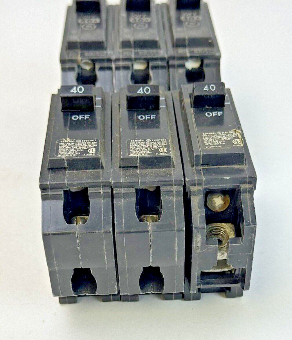 GE **LOT OF 6** THQL1140 - CIRCUIT BREAKERS -  1 POLE, 40 A, 240 VAC