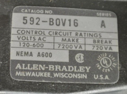 ALLEN-BRADLEY 592-BOV16, Ser. A - MANUAL RESET OVERLOAD RELAY / 3P / OPEN