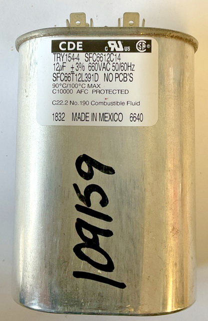CDE SFC6612C14 CAPACITOR 660VAC 12UF 50/60HZ SCF66T12L391D