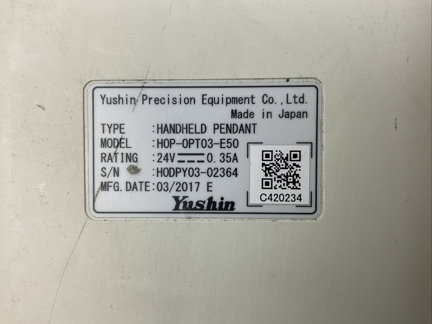 YUSHIN H0P-0PT03-E50 24VDC 0.35A HANDHELD PENDANT