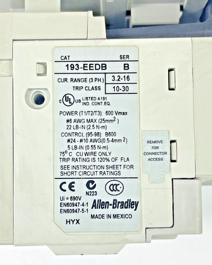 ALLEN BRADLEY -193-EEDB SER. B - 100-C09Z*10 A 25V -100-F B - 100-FSD250 A COMBO