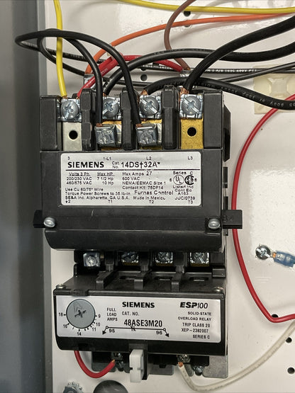 SIEMENS 17FSH92BF13 FUSIBLE COMBINATION STARTER 600VAC 10HP COIL 120V
