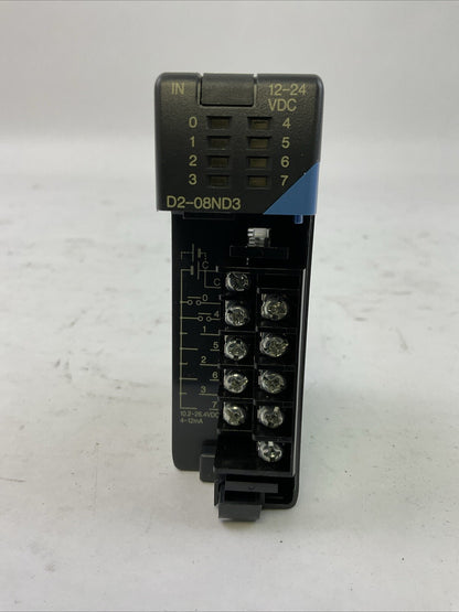 AUTOMATION DIRECT D2-08ND3 INPUT MODULE 12-24VDC MISSING PLASTIC COVER
