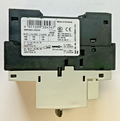 SIEMENS 3RV1421-1AA10 MOTOR CONTROL 3RV1901-1E 33A 480V***LOTOF2***