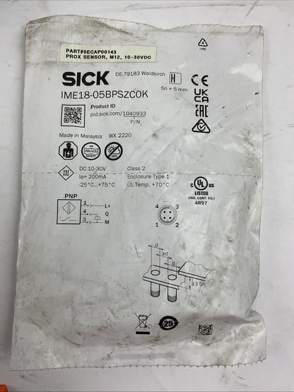 SICK IME18-05BPSZCOK PROXIMITY SENSOR 10-30VDC
