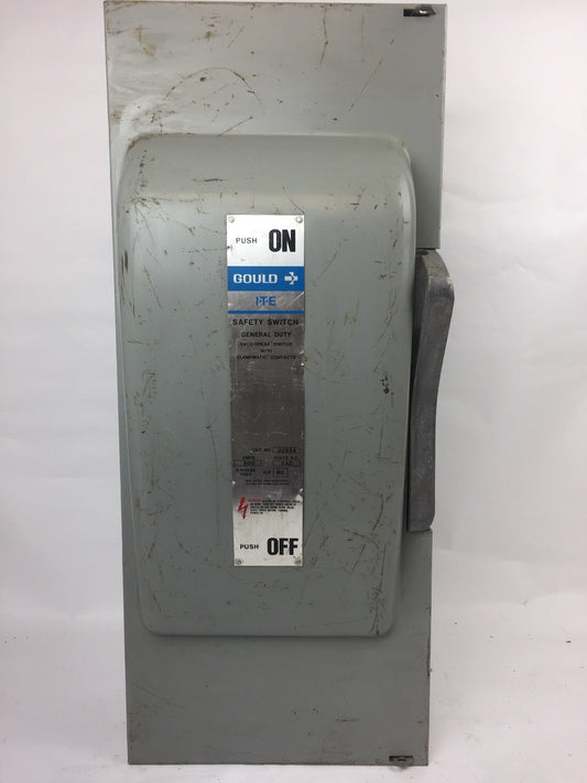 GOULD JU324 VACU-BREAK SWITCH WITH CLAMPMATIC  CONTACTS 200 AMPS 3 PHASE 240 VAC