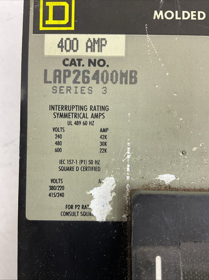 SQUARE D LAP26400MB CIRCUIT BREAKER SERIES 3 600VAC 400AMP 2POLE