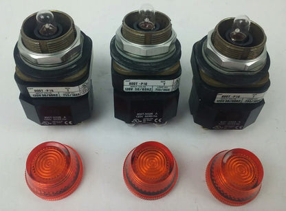 ALLEN BRADLEY 800T-PT16 SER. N, PUSH BUTTON LIGHT, 120V 50/60HZ, (LOT OF 3)