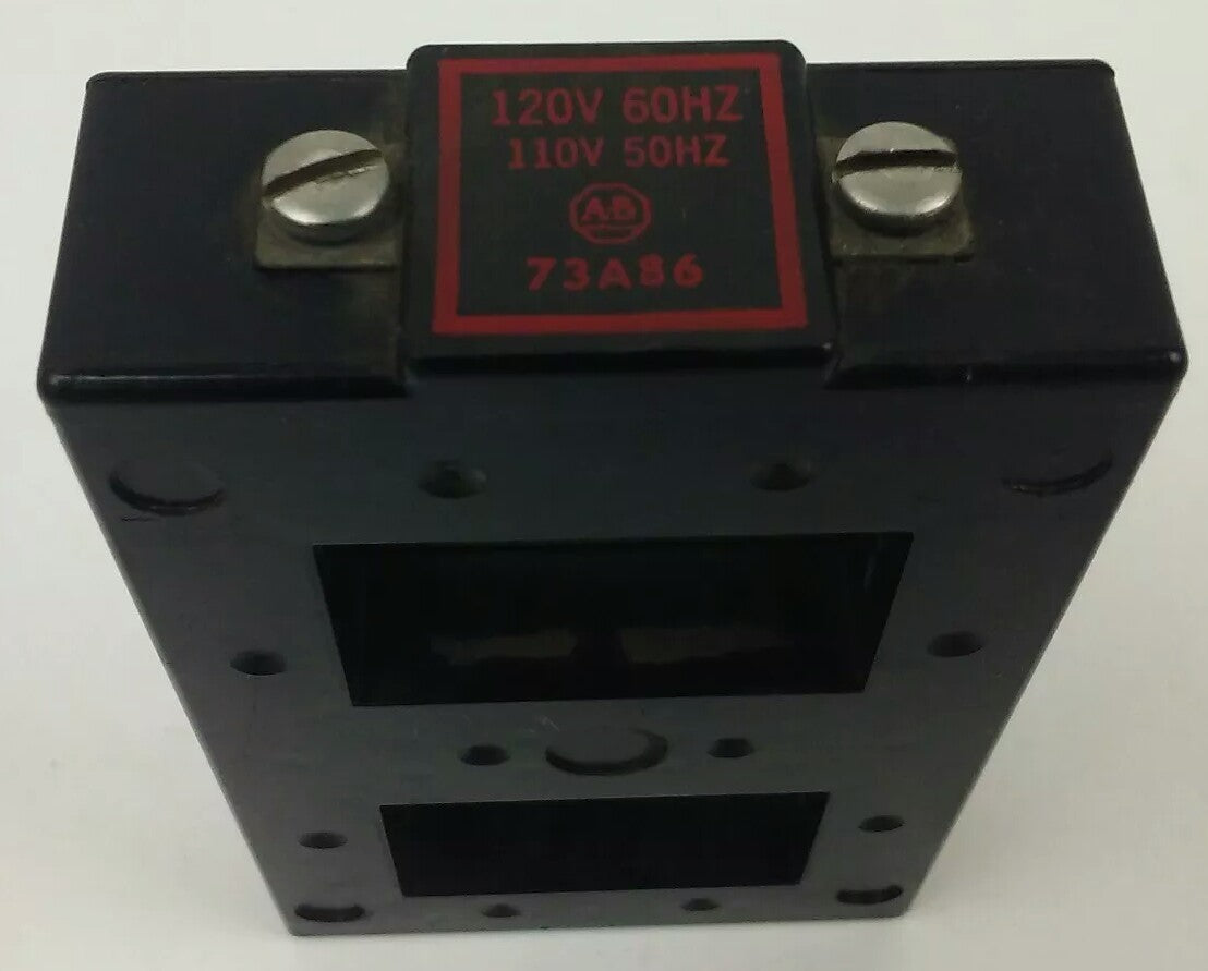 ALLEN BRADLEY 73A86 COIL 120V@60HZ, 110V@50HZ, USED, MISSING METAL CONTACT