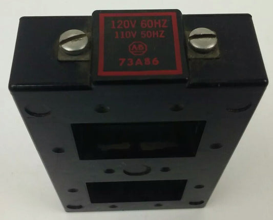 ALLEN BRADLEY 73A86 COIL 120V@60HZ, 110V@50HZ, USED, MISSING METAL CONTACT