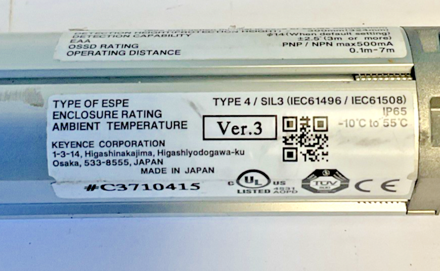 KEYENCE SL-V31F RECIEVER AND TRANSMITTER 24VDC 10.2MS VER.3