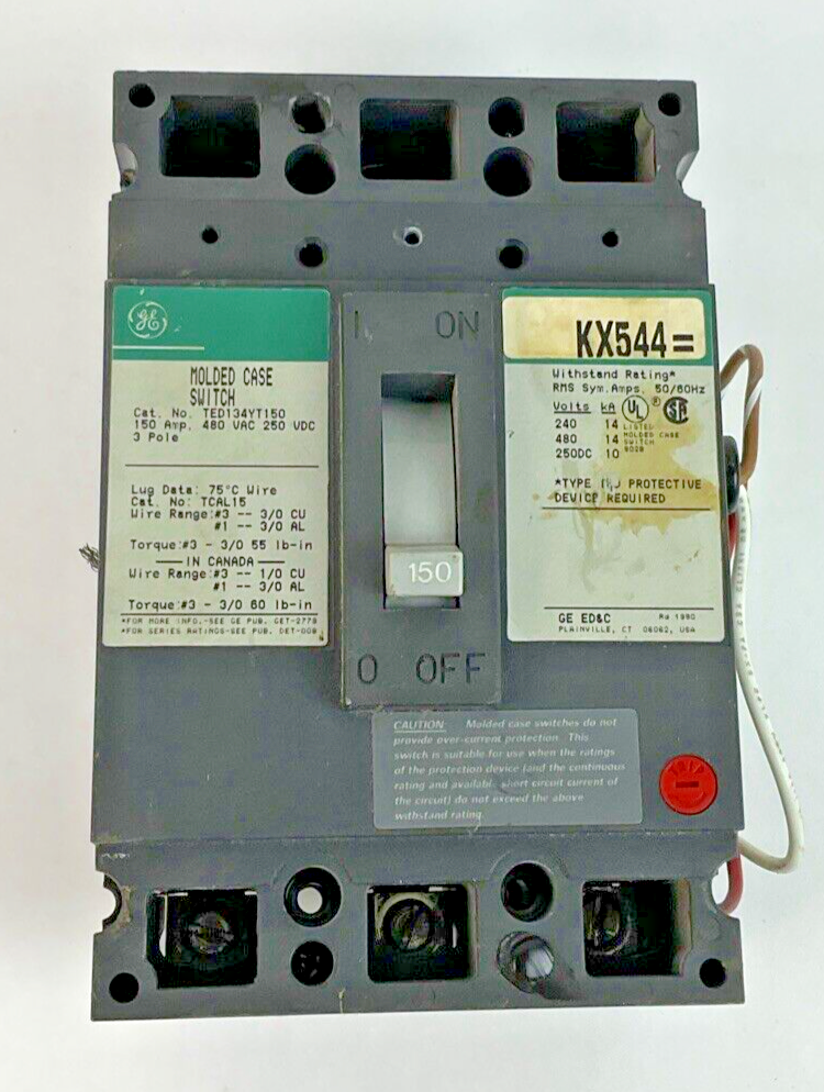 GE TED134YT150 CIRCUIT BREAKER 150A 480VAC 250VDC 3POLE