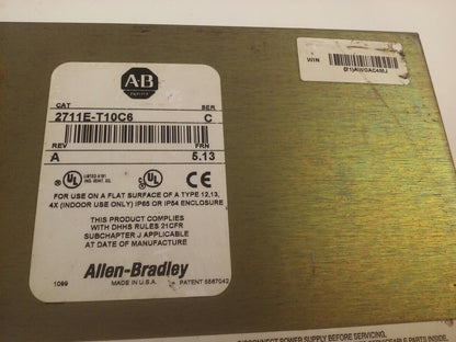 ALLEN BRADLEY 2711E-T10C6 SER. C REV. A  PANELVIEW 1000E TERMINAL FRN 5.13