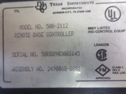 TEXAS INSTRUMENTS / SIEMENS 500-2112 - REMOTE BASE CONTROLLER