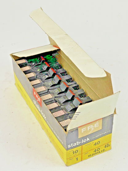 FEDERAL PACIFIC *BOX OF 9* STAB-LOK 40A, 1 POLE CIRCUIT BREAKERS