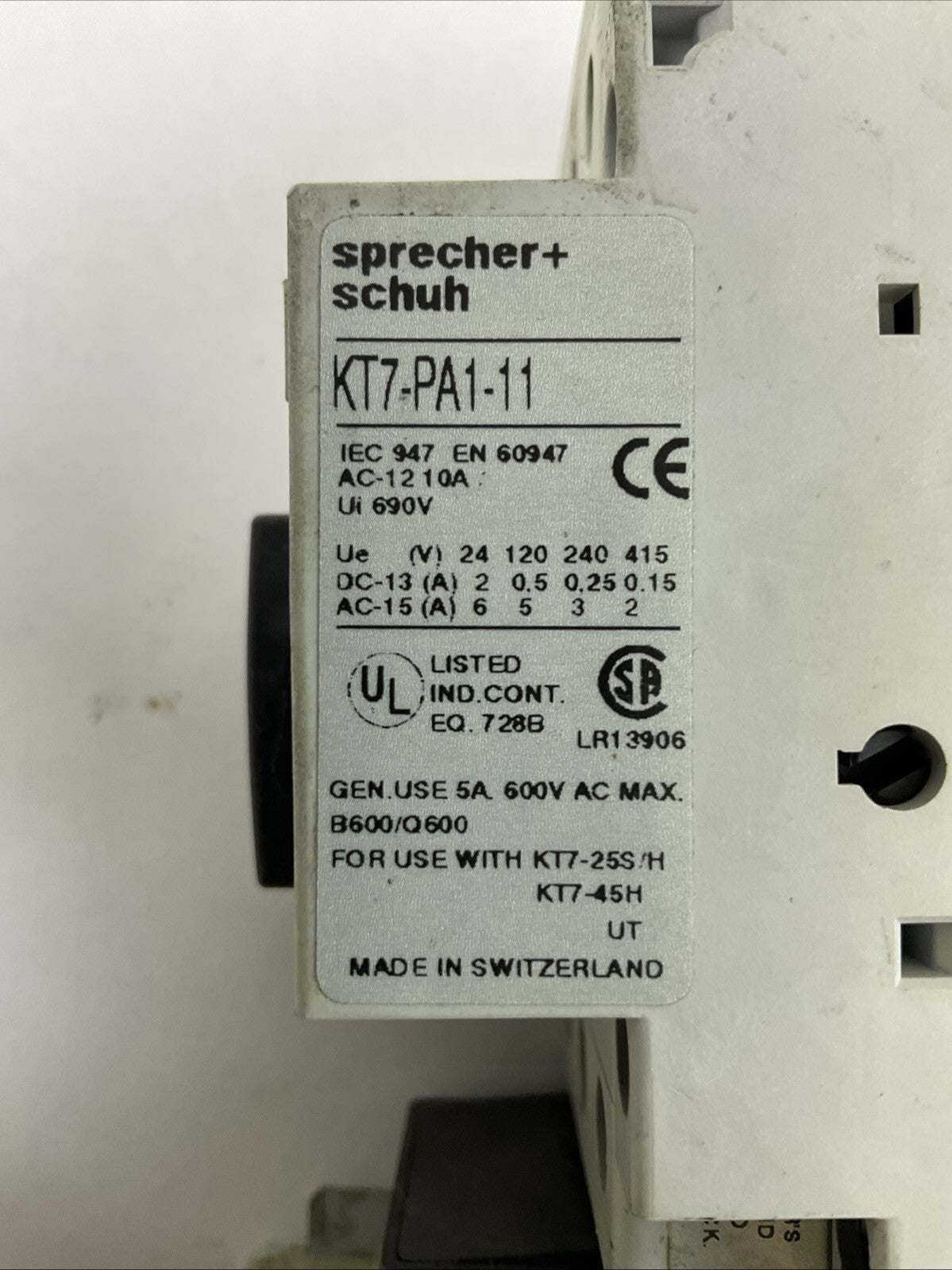 SPRECHER+SCHUH KTA7-25S-16A CIRCUIT BREAKER 10-16A CA7-16-01 CONTACTOR 277V COIL