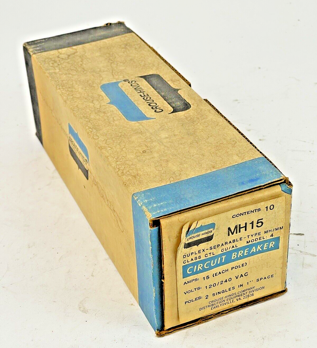 CROUSE-HINDS *BOX OF 10 PAIRS* - MH15 - 1 POLE, 15 A, 240 VAC CIRCUIT BREAKER