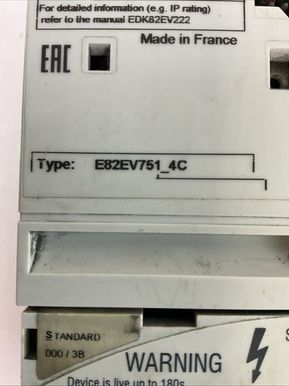 LENZE E82EV751-4C INVERTER OUTPUT 0-400/500VAC 2.4/1.9A 0.75kW/1HP D-31855