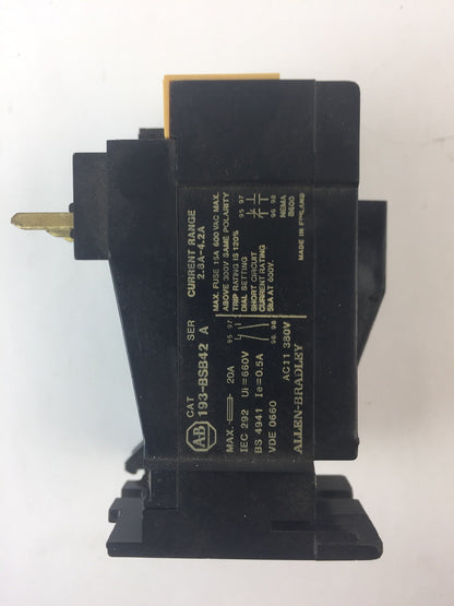 ALLEN BRADLEY 193-BSB42 OVERLOAD RELAY 2.8-4.2A SER A