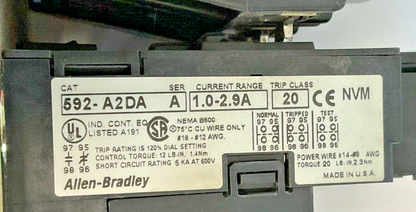 ALLEN BRADLEY 509-A0D-A2D SER. B STARTER 592-A2DA CB236 COIL 120V 509-AOD-A2D