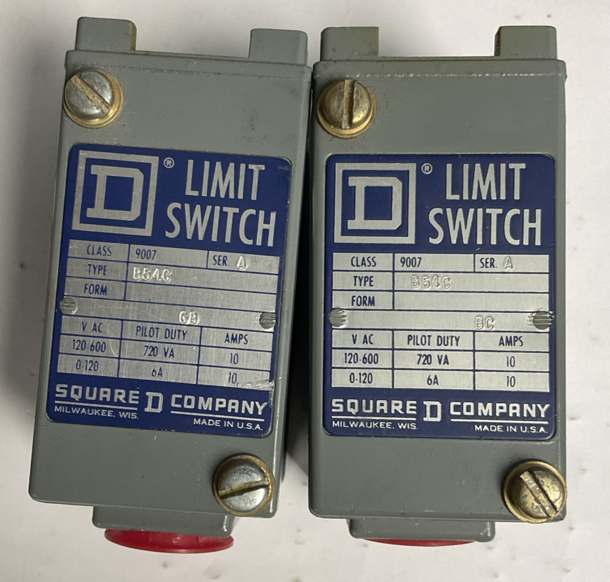 SQUARE D B54C LIMIT SWITCH SER.A 10A 720VA 600VAC ***LOTOF2***