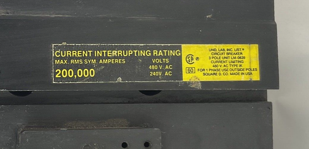 SQUARE D IK34150 CIRCUIT BREAKER 150A 480VAC 3POLE